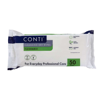 Conti Flushable Cleansing Dry Wipes - 50 Pack
