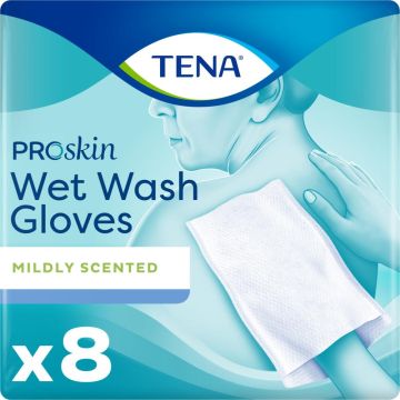 TENA Wet Wash Glove | Pack of 8