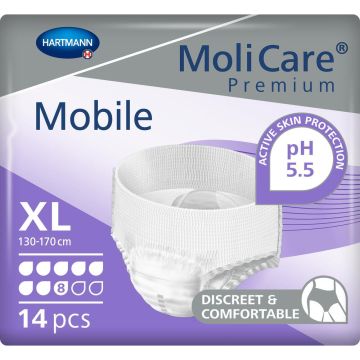 MoliCare Premium Mobile 8 Drop Pants - XL - 14 Pack | X-Large | ND-1551 | MoliCare | Allanda