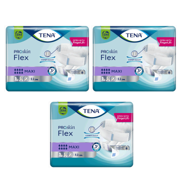 Case of 3 pack of 21 of TENA Proskin Flex Maxi, Extra Large