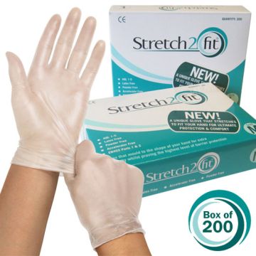 Stretch 2 Fit Transparent Gloves | Small | Pack of 200