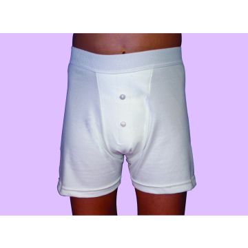 Mens Incontinence Shorts Padded - 250ml - White - Large