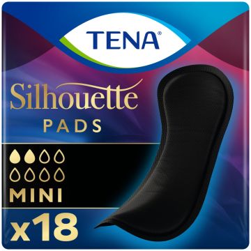 TENA Silhouette Noir Mini Pads - Black - 18 Pack