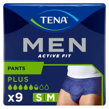 TENA Men Active Fit Pants Plus Small / Medium Navy Blue - Pack of 9