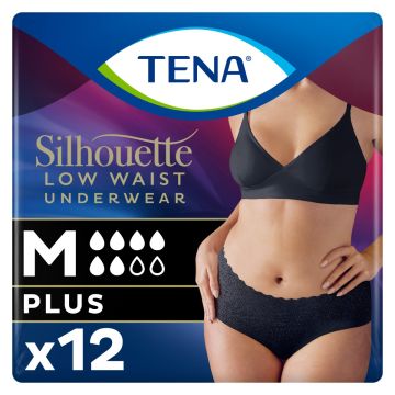 TENA Silhouette Normal Medium, Black  (Low Waist) - Pack of 12