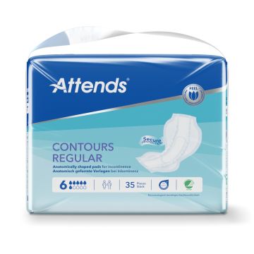 Attends Contours Regular 6 Shaped Pads - 35 Pack