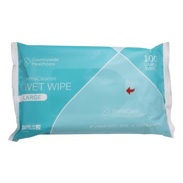 PrimaCare Large Moist Bodywipes - Pack 100 - Case 12