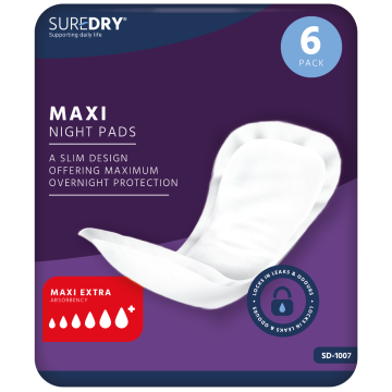SureDry Ladies Incontinence Maxi Night Pads - Light - Pack 6
