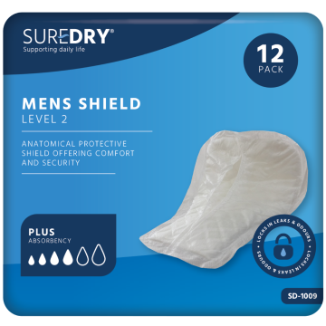 SureDry Mens Shield Incontinence Pads - Level 2 – Pack 12