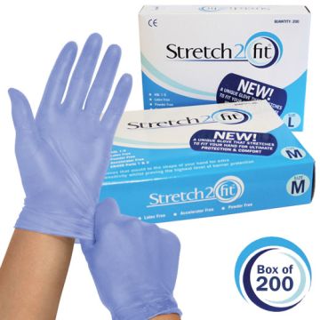 Stretch2Fit Gloves Blue | Large | Pack of 200 | Large | TK-0706 | Allanda