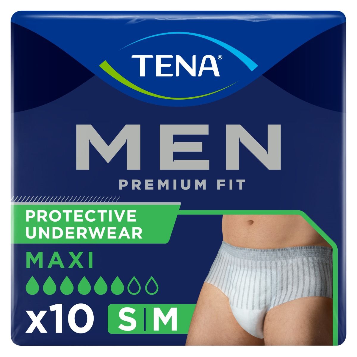 Tena\u0020Men\u0020Premium\u0020Fit\u0020Protective\u0020Underwear\u0020Maxi\u0020S\u002FM\u0020\u002875\u002D100cm\u0029\u0020\u2013\u0020Pack\u002010