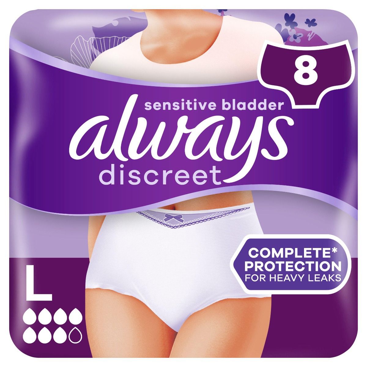 Always\u0020Discreet\u0020Pants\u0020Plus\u0020\u002D\u0020Large\u0020\u002D\u00208\u0020Pack