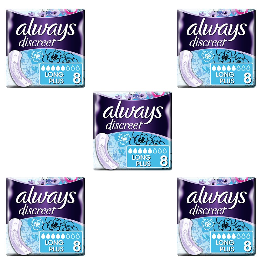 Always\u0020Discreet\u0020Pads\u0020Long\u0020Plus\u0020\u002D\u0020Case\u0020Saver\u0020\u002D\u00205\u0020Packs\u0020of\u00208