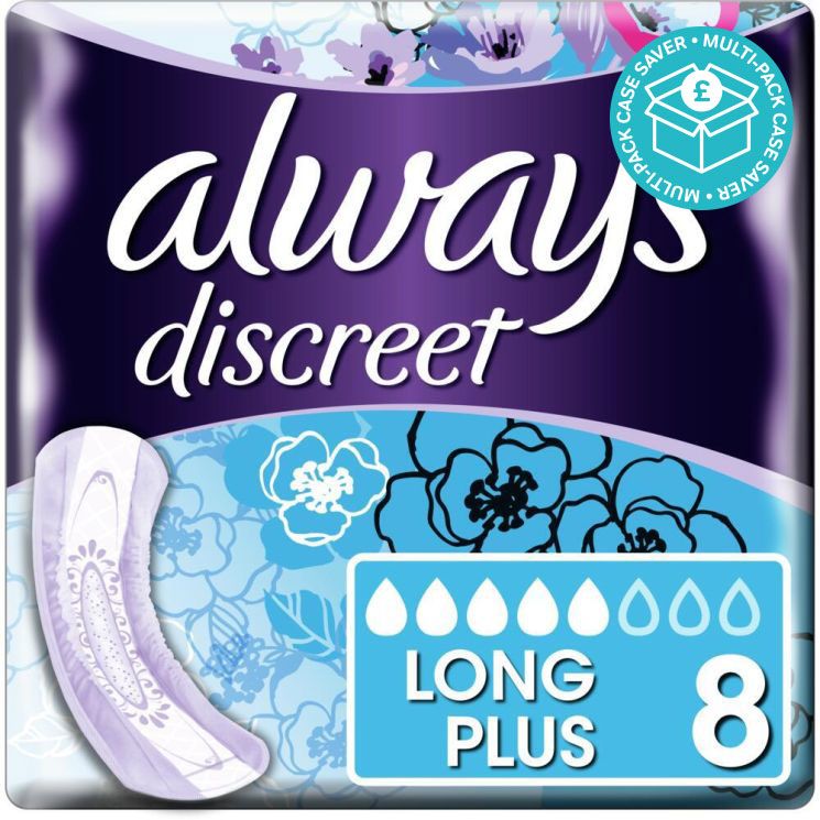 Always\u0020Discreet\u0020Pads\u0020Long\u0020Plus\u0020\u002D\u0020Case\u0020Saver\u0020\u002D\u00205\u0020Packs\u0020of\u00208