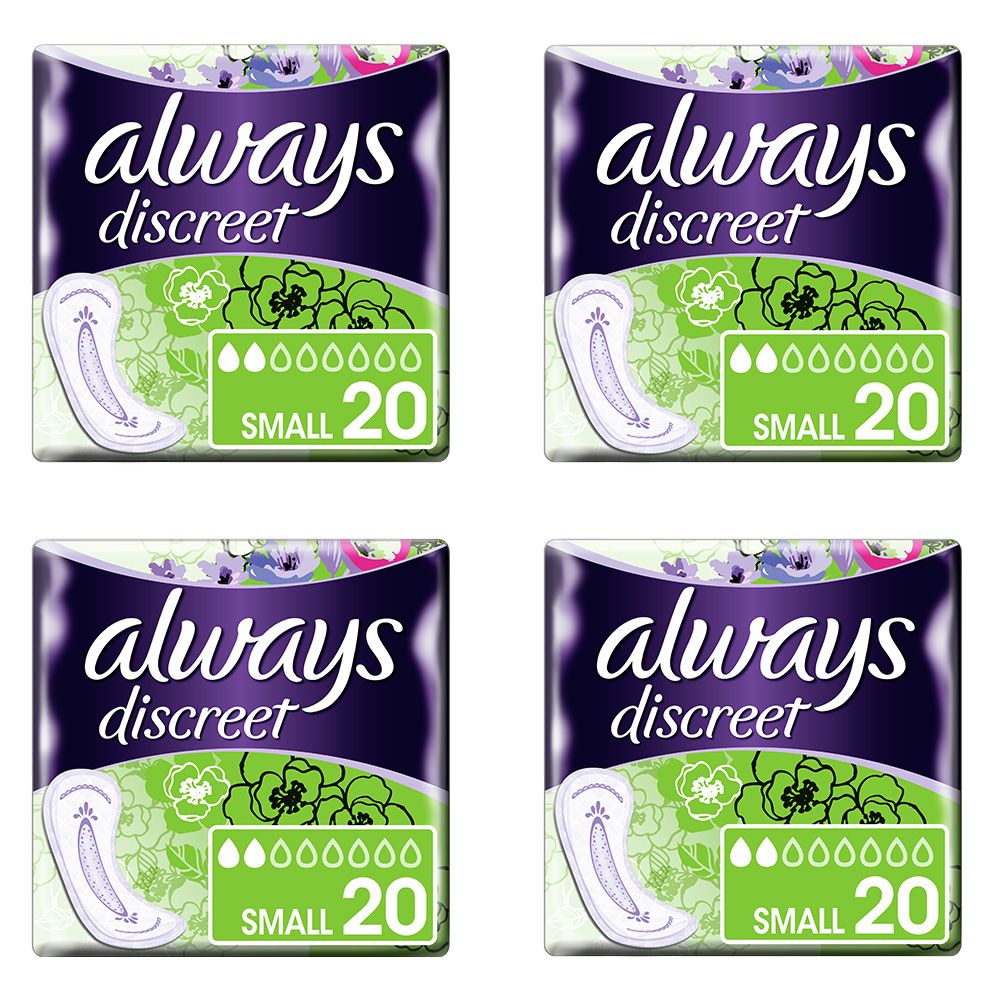 Always\u0020Discreet\u0020Pads\u0020\u002D\u0020Small\u0020\u002D\u0020Case\u0020Saver\u0020\u002D\u00204\u0020Packs\u0020of\u002020