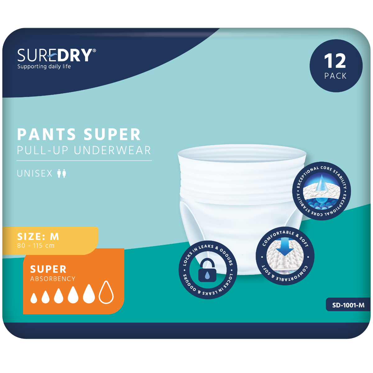 SureDry\u0020Incontinence\u0020Pants\u0020Super\u0020\u002D\u0020Medium\u0020\u002D\u0020Pack\u002012